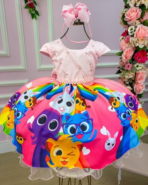 Vestido Infantil Temáticos  Bolofofos – Bolo Fofos Rosa
