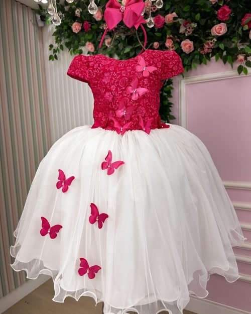 Vestido Juvenil – Midi Vila Lele Sabrina Pink e Off