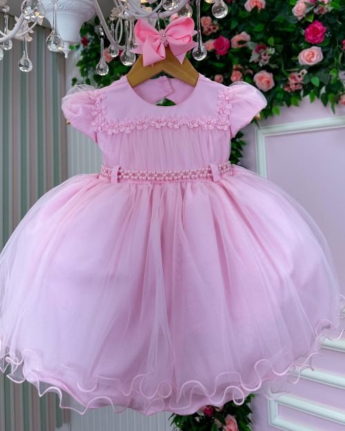 Vestido Menina Bonita Barbara Rosa Bebe