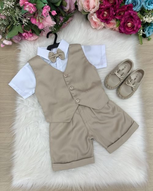 Conjunto Social Miss Cherry Leandro Colete Bege