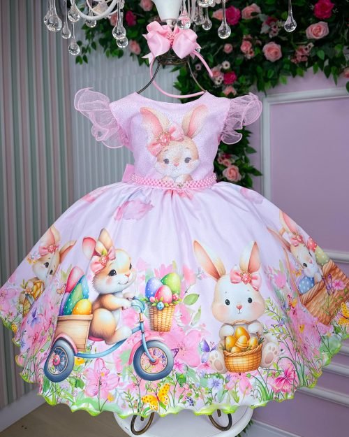 Vestido Marie Coelhinho Rosa Bebe