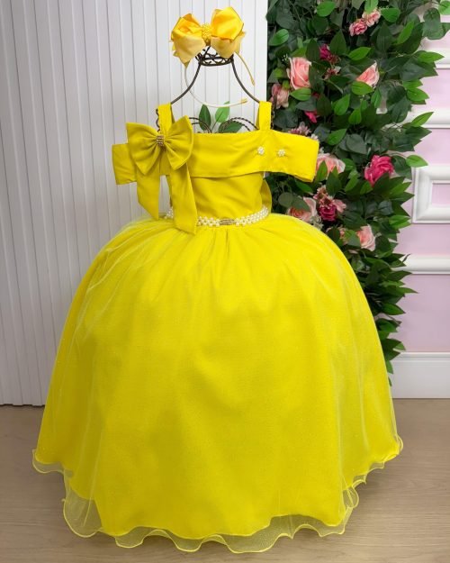 Vestido Banana Club Longo Doce Elegancia Amarelo
