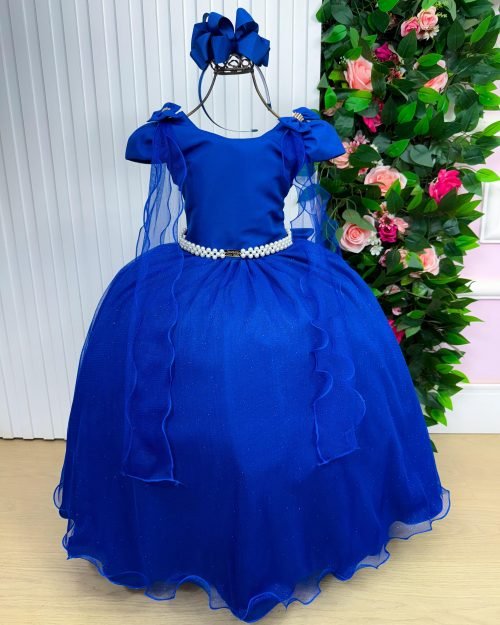 Vestido Banana Club Longo Diamante Azul Royal