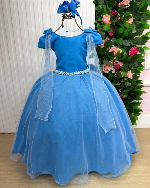 Vestido Banana Club Longo Diamante Azul Serenity