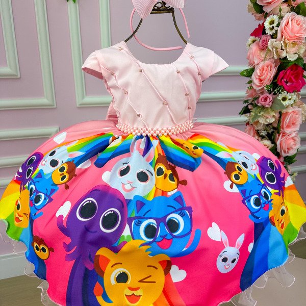 Vestido Infantil Temáticos da Gigi Bolofofos – Bolo Fofos Rosa