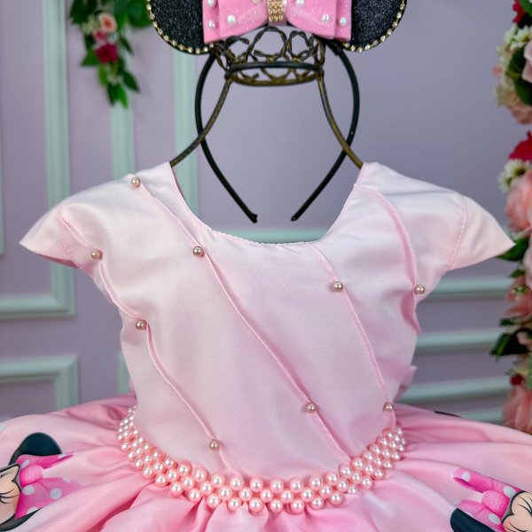 Vestido Infantil Temáticos da Gigi Minnie Minie Rosa