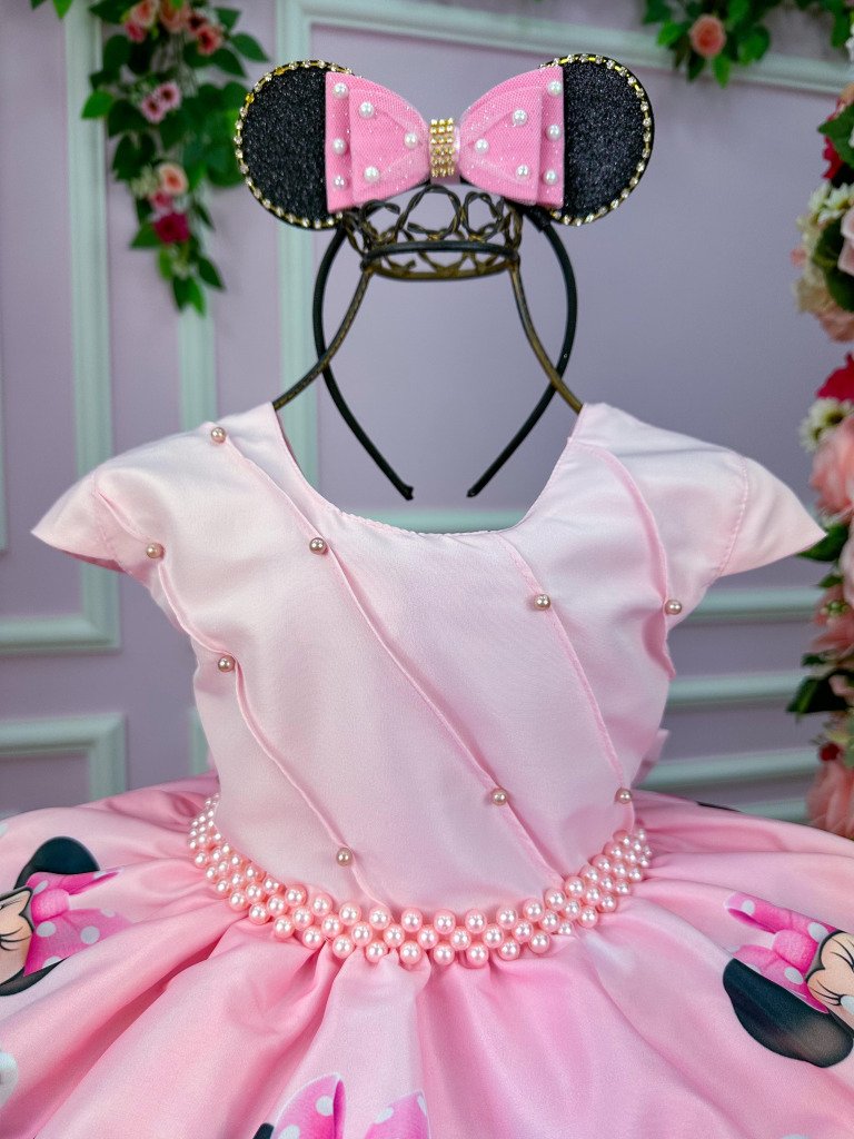 Vestido Infantil Temáticos da Gigi Minnie Minie Rosa