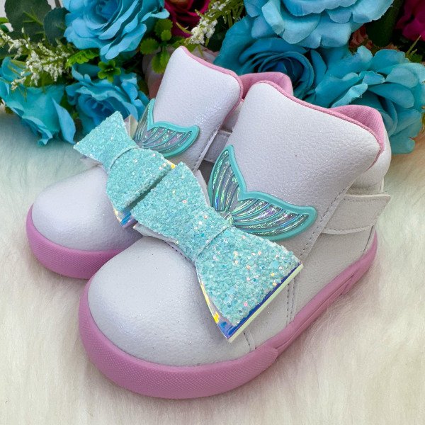 Tênis Bota Encanto de Criança Sereia/Ariel Branco