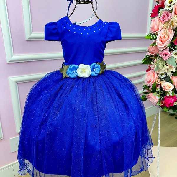 Vestido Juvenil Vila Lele Luiza Azul Royal