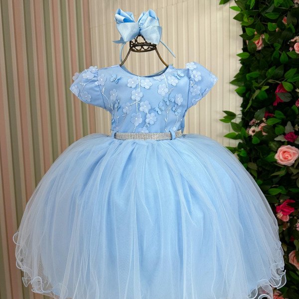 Vestido Menina Bonita Chloe Azul Bebe