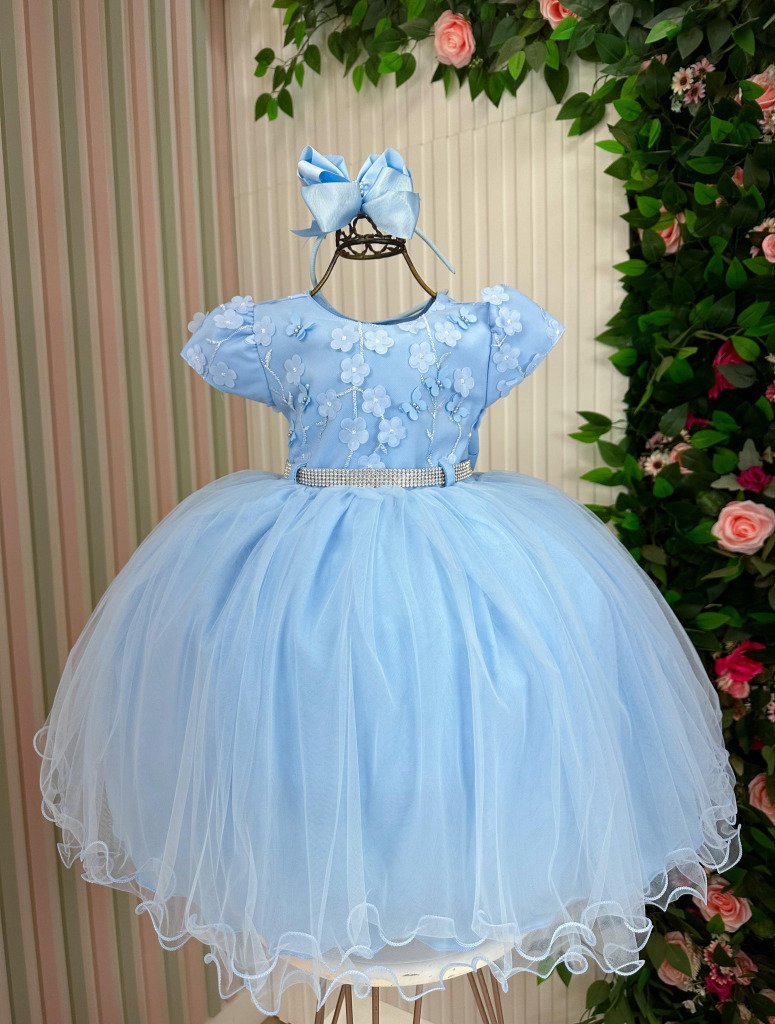 Vestido Menina Bonita Chloe Azul Bebe