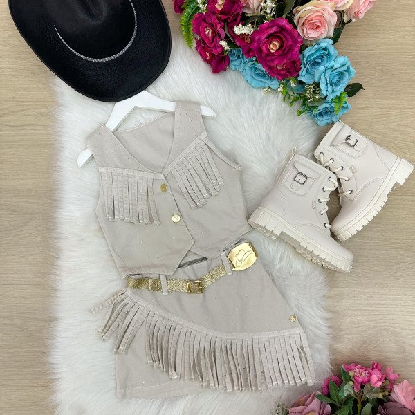Conjunto Blogueirinha Boiadeira Maraisa Jeans Off