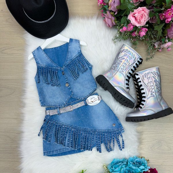 Conjunto Blogueirinha Boiadeira Maraisa Jeans
