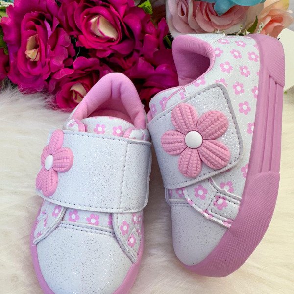 Tênis Encanto de Criança Florzinha Branco