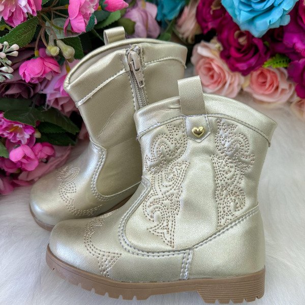 Bota/ Coturno Flor Di Mila Boiadeira Texana Liz Dourado