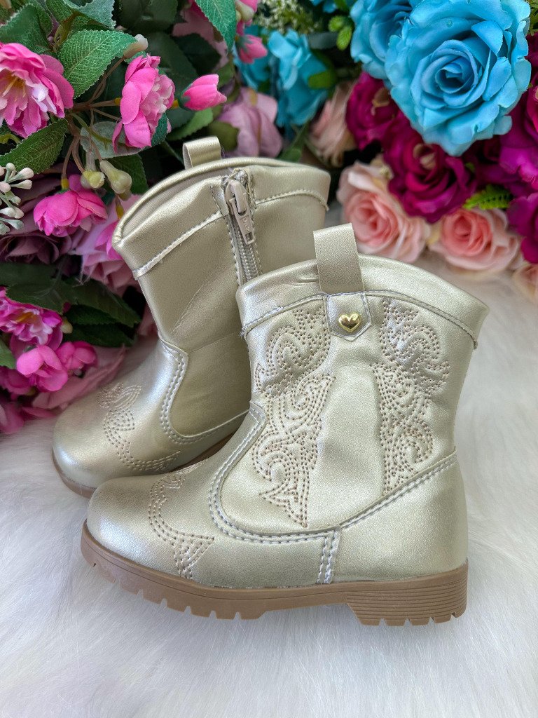 Bota/ Coturno Flor Di Mila Boiadeira Texana Liz Dourado
