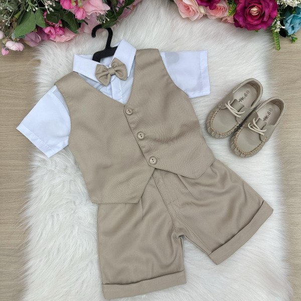 Conjunto Social Miss Cherry Leandro Colete Bege