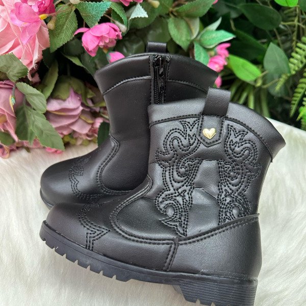 Bota/ Coturno Flor Di Mila Boiadeira Texana Liz Preta