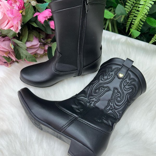 Bota/ Coturno Flor Di Mila Boiadeira Texana Maria Preta