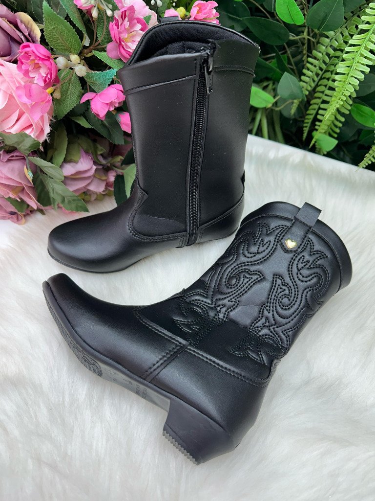 Bota/ Coturno Flor Di Mila Boiadeira Texana Maria Preta