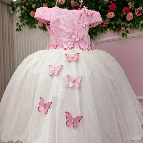 Vestido Juvenil – Midi Vila Lele Sabrina Rosa Bebe e Off