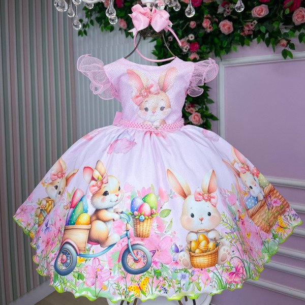 Vestido Marie Coelhinho Rosa Bebe