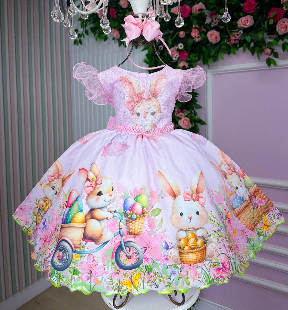 Vestido Marie Coelhinho Rosa Bebe