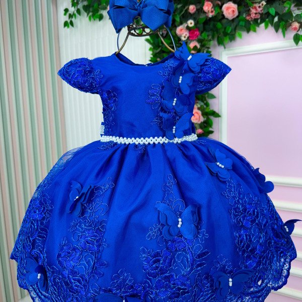 Vestido Marie Jardim Encantado Luxo Azul Royal