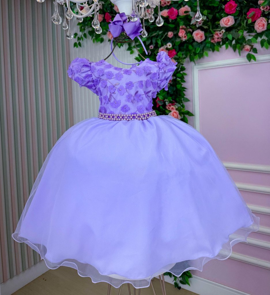 Vestido Juvenil Miss Cherry Paloma Lilas