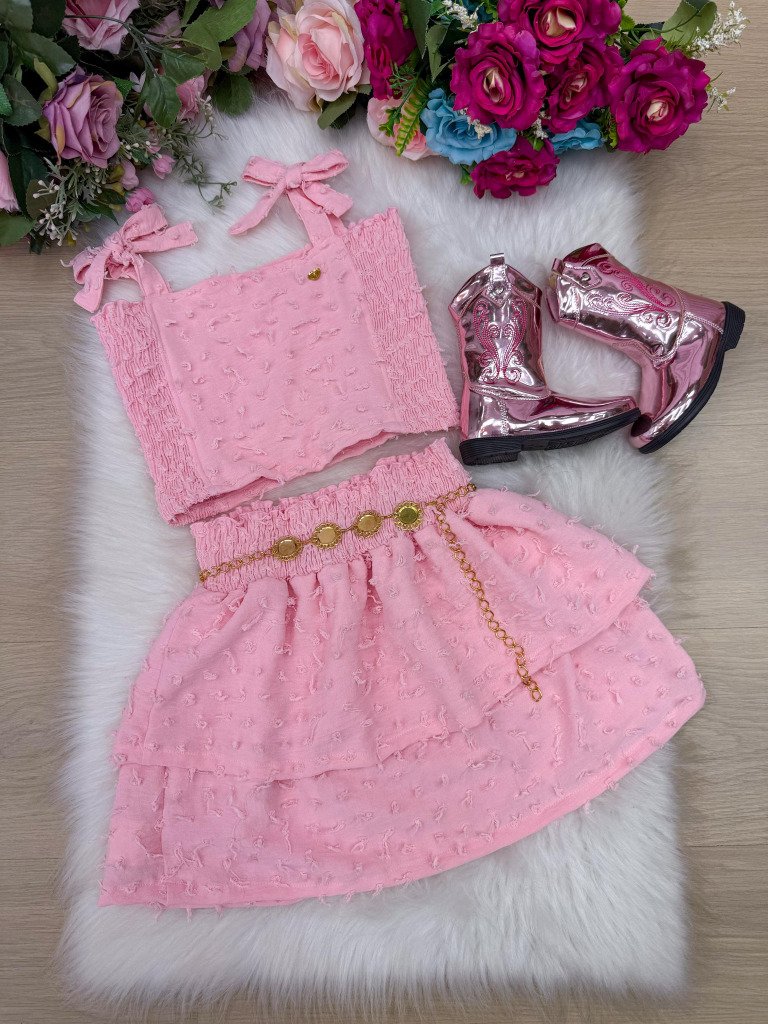 Conjunto Blogueirinha Clarissa Rosa Bebe