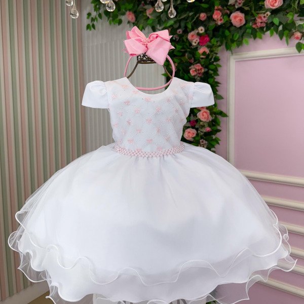 Vestido Vitoria Kids Maria Flor Branco