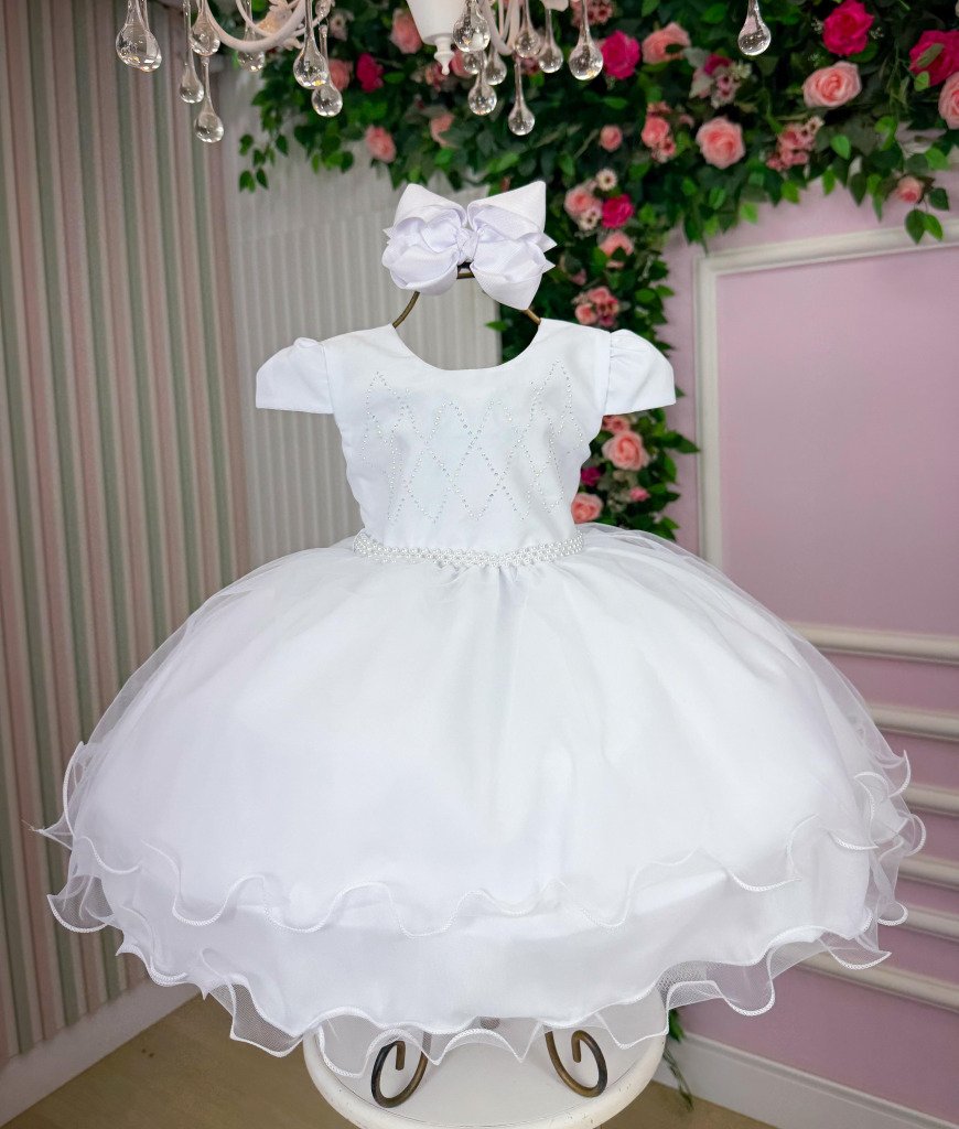 Vestido Vitoria Kids Maria Clara Branco