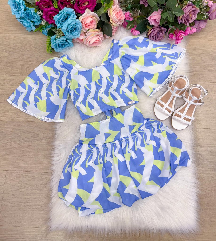 Conjunto Banana Club Alissa Azul e Verde