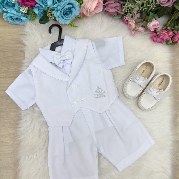 Conjunto Miss Cherry Meninos Bebe Gean Shorts Branco