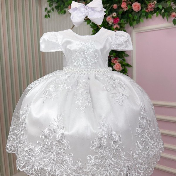 Vestido Enjoy Bebe Amelia Realeza Branco