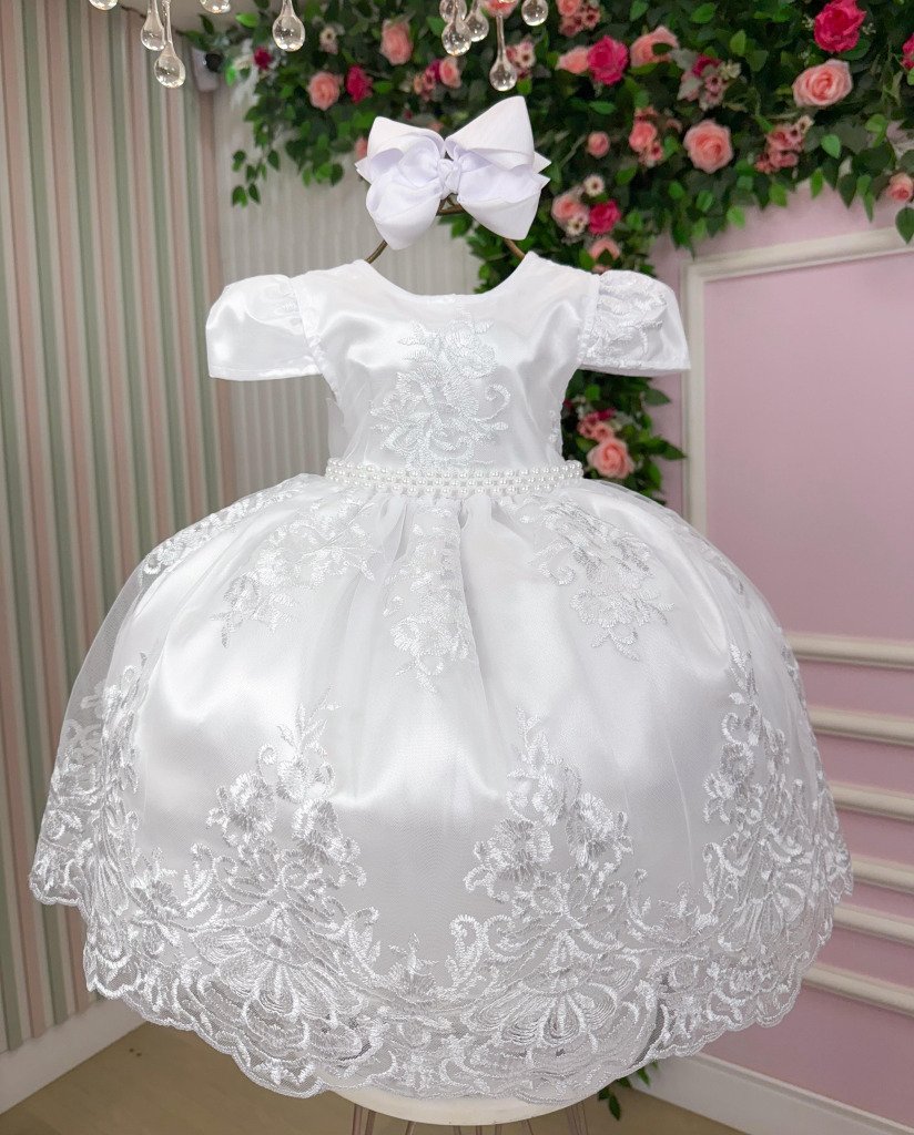 Vestido Enjoy Bebe Amelia Realeza Branco