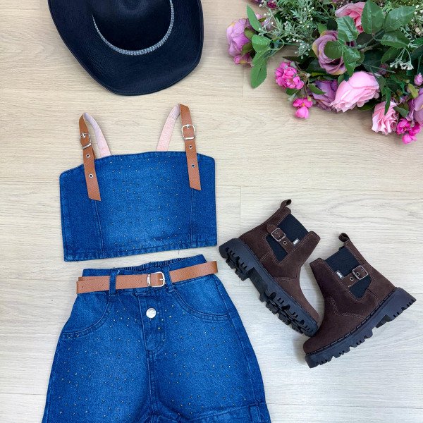 Conjunto Blogueirinha Jeans Rayssa