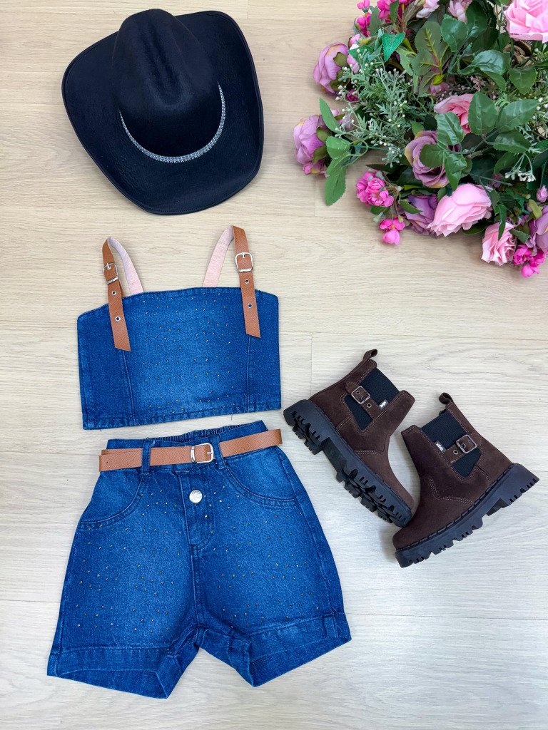 Conjunto Blogueirinha Jeans Rayssa