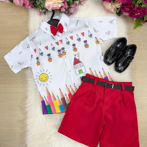 Conjunto Miss cherry Meninos – Lapis Aquarela Vermelho ABC