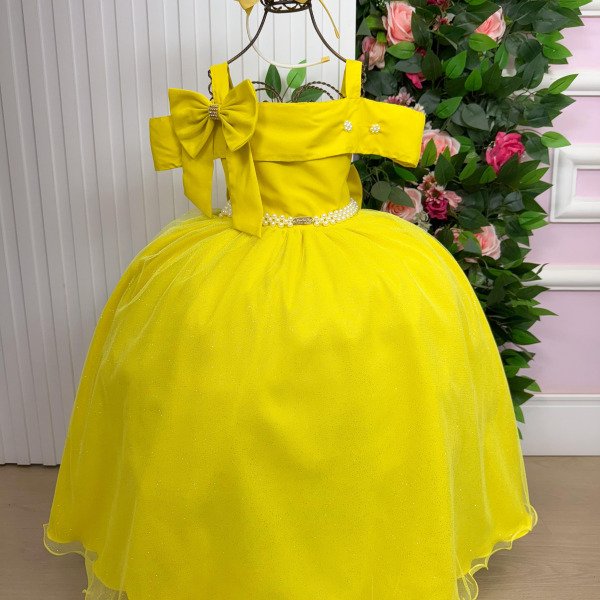 Vestido Banana Club Longo Doce Elegancia Amarelo