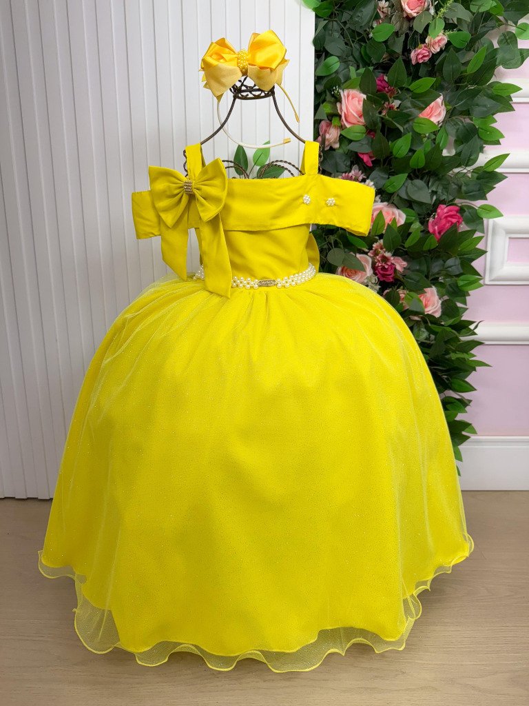 Vestido Banana Club Longo Doce Elegancia Amarelo