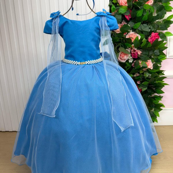 Vestido Banana Club Longo Diamante Azul Serenity