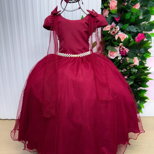 Vestido Banana Club Longo Diamante Marsala